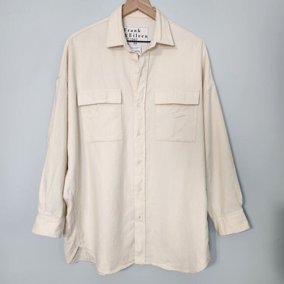 Frank & Eileen McLoghlin Vintage White (Cream) Button Down Flannel Oversized - Picture 3 of 12